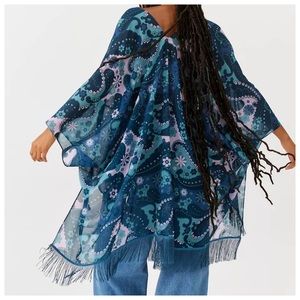Urban Outfitters floral print kimono with fringe